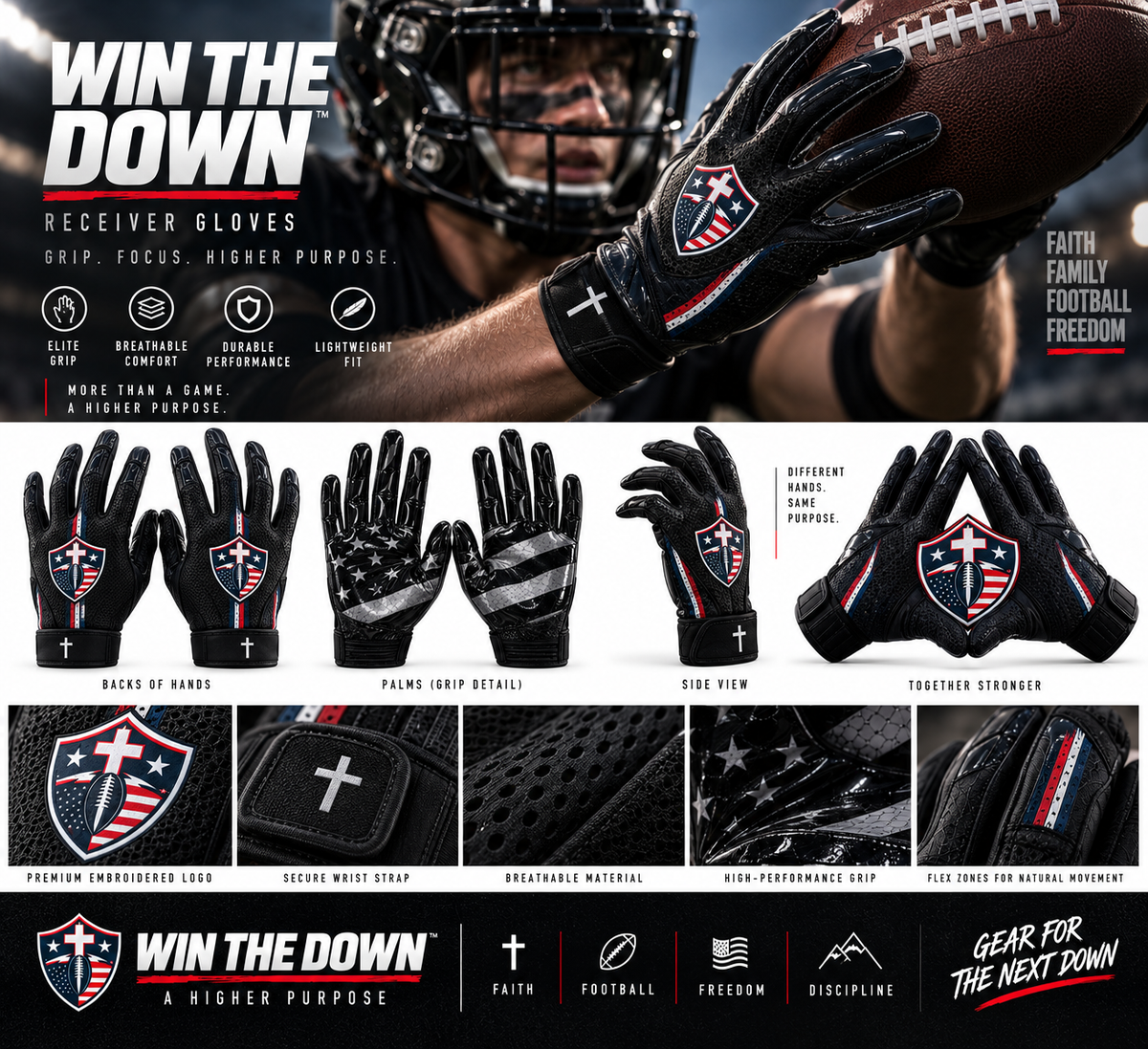 WIN THE DOWN™ Game Ready Receiver Gloves — Coming Soon