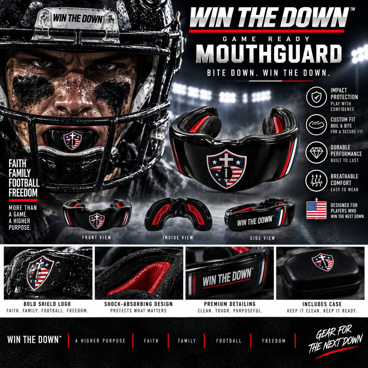 WIN THE DOWN™ Game Ready Mouthguard — Coming Soon