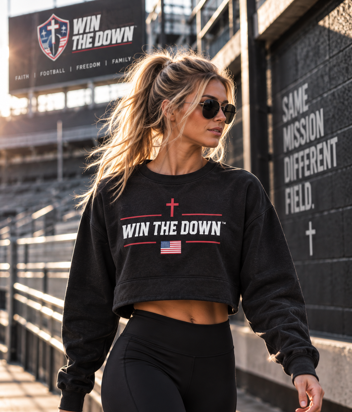 WIN THE DOWN™ “Higher Purpose” Cropped Crew